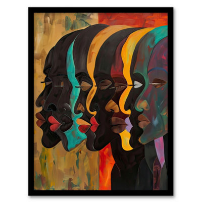 Artery8 Framed Wall Art Abstract Black Profile Portrait Painting Trippy Print12X16 Inch from B&Q
