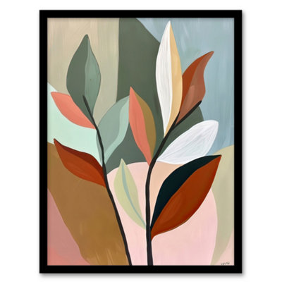 Artery8 Framed Wall Art Modern Botanical Leaves Plant Lover Painting Print12X16 Inch from B&Q