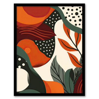 Artery8 Framed Wall Art Abstract Botanical Sunrise Design Orange Bold Print12X16 Inch from B&Q