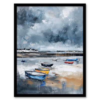 Artery8 Framed Wall Art Fishing Boats Yorkshire Coast Beach East Riding Print12X16 Inch from B&Q