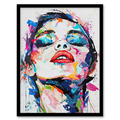 Artery8 Framed Wall Art 1960S Colourful Girl Portrait Modern Art Print12X16 Inch from B&Q
