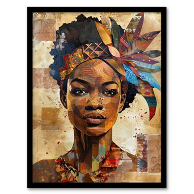Artery8 Framed Wall Art African Woman In Traditional Headdress Portrait Print12X16 Inch from B&Q