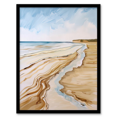 B&Q -  Framed Wall Art Filey Beach North Yorkshire Watercolour Painting Print12X16 Inch