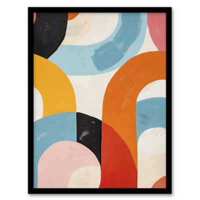 Artery8 Framed Wall Art Abstract Rainbow Mid Century Modern Oil Painting Print12X16 Inch from B&Q