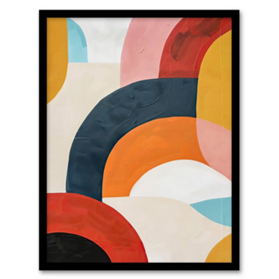Artery8 Framed Wall Art Mid Century Modern Retro Rainbow Oil Painting Print12X16 Inch from B&Q