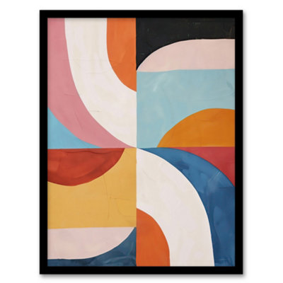 Artery8 Framed Wall Art Retro Mid Century Modern Geometric Colour Pattern Print12X16 Inch from B&Q