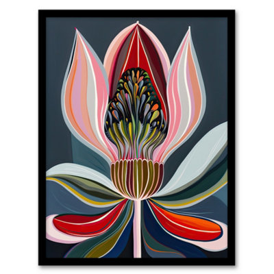 Artery8 Framed Wall Art Magic Lotus Flower Psychedelic Bloom Design Print12X16 Inch from B&Q