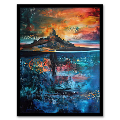 Artery8 Framed Wall Art Lindisfarne Castle Holy Island Sunset Abstract Print12X16 Inch from B&Q
