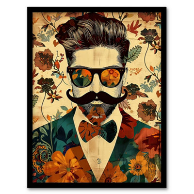 Artery8 Framed Wall Art Stylish Hipster Male Floral Fashion Pattern Print12X16 Inch from B&Q