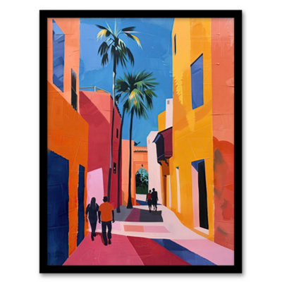 Artery8 Framed Wall Art Vibrant Casablanca Street African Architecture Print12X16 Inch from B&Q