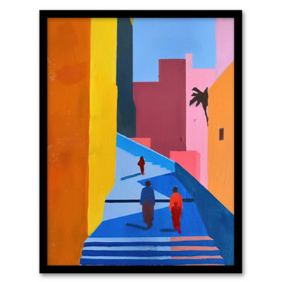Artery8 Framed Wall Art Walk Though Casablanca Abstract Morocco Painting Print12X16 Inch from B&Q