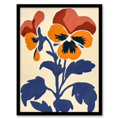 Artery8 Framed Wall Art Pansy Flower Bloom Simple Bold Floral Painting Print12X16 Inch from B&Q