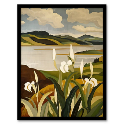 Artery8 Framed Wall Art Cornish Coastal Flowers Cornwall Landscape Print12X16 Inch from B&Q