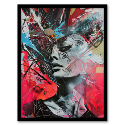 Artery8 Framed Wall Art Zef Culture Modern Conceptual Abstract Portrait Print12X16 Inch from B&Q