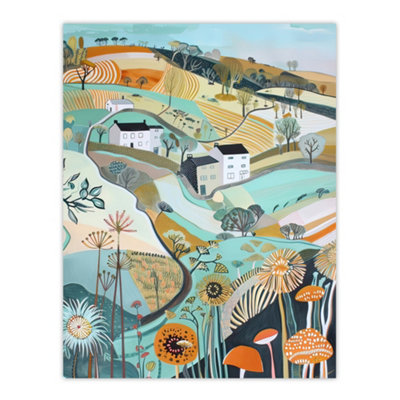 Artery8 Unframed Wall Art Aberdaron Rural Wales Landscape Wildflowers Hills12X16 Inch from B&Q