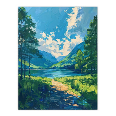 Artery8 Unframed Wall Art Lake District Windermere Acrylic Landscape Summer12X16 Inch from B&Q