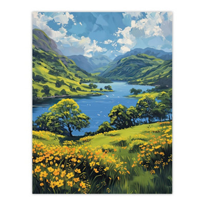 Artery8 Unframed Wall Art Lake District Landscape Painting Helvellyn View12X16 Inch from B&Q