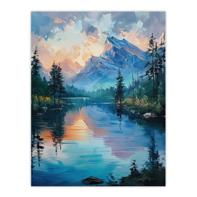 Artery8 Unframed Wall Art Lake District Helvellyn Sunset Painting Calm12X16 Inch from B&Q
