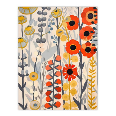 Artery8 Unframed Wall Art Red Yellow Wildflowers Painting Rustic Floral12X16 Inch from B&Q