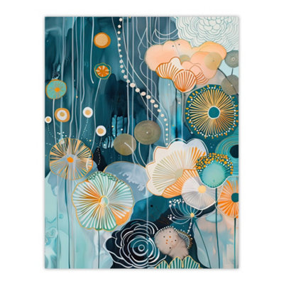 Artery8 Unframed Wall Art Abstract Ocean Flower Garden Artwork Floral Sea12X16 Inch from B&Q