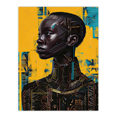 Artery8 Unframed Wall Art Futuristic Beautiful African Woman Painting12X16 Inch from B&Q