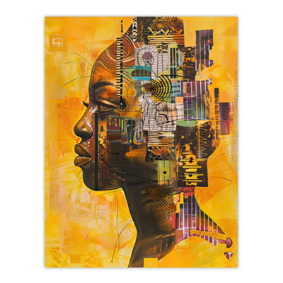 Artery8 Unframed Wall Art Abstract African Woman Portrait Futuristic Ochre12X16 Inch from B&Q