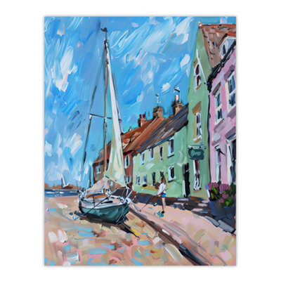 Artery8 Unframed Wall Art Aldeburgh Harbour Acrylic Painting Sailboat12X16 Inch from B&Q