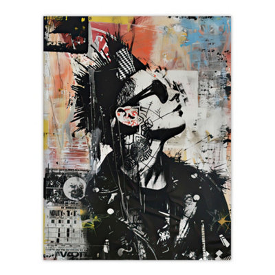 Artery8 Unframed Wall Art Punk Portrait Street Art Mohawk Bold Anarchy12X16 Inch from B&Q