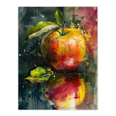 B&Q -  Unframed Wall Art Apple Still Life Modern Artwork Fruit Mirror12X16 Inch
