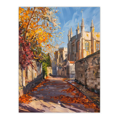 Artery8 Unframed Wall Art Autumnal Day Bishop Auckland Castle Painting12X16 Inch from B&Q