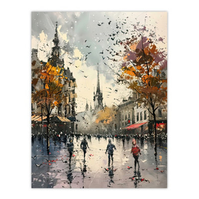 Artery8 Unframed Wall Art Bishop Auckland Castle Modern Artwork Autumnal12X16 Inch from B&Q