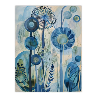 Artery8 Unframed Wall Art Abstract Blue Wildflowers Watercolour Floral12X16 Inch from B&Q