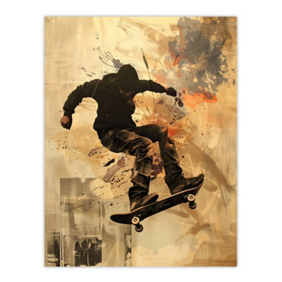 Artery8 Unframed Wall Art Skateboarder Portrait Street Art Modern12X16 Inch from B&Q