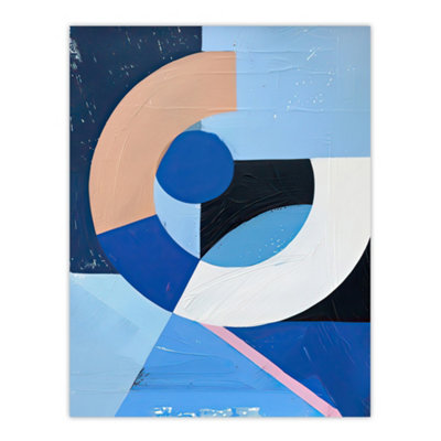 B&Q -  Unframed Wall Art Blue Bauhaus Inspired Modern Artwork Painting12X16 Inch