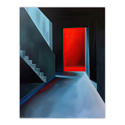 B&Q -  Unframed Wall Art Bauhaus Door Staircase Modern Artwork12X16 Inch