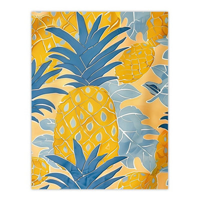 Artery8 Unframed Wall Art Bright Yellow Pineapples Artwork Fruity Fun12X16 Inch from B&Q
