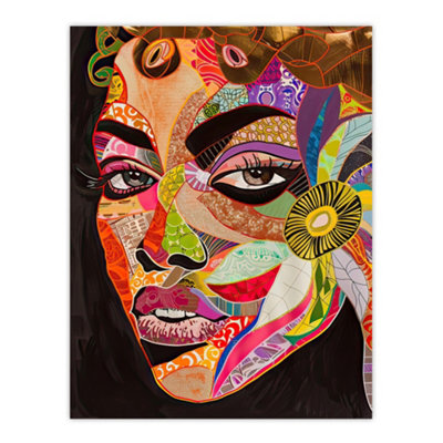 Artery8 Unframed Wall Art Abstract Colourful Woman Portrait Mosaic Artwork12X16 Inch from B&Q