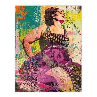 Artery8 Unframed Wall Art Big Is Beautiful Bright Colourful Woman Portrait12X16 Inch from B&Q