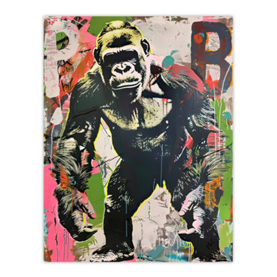 Artery8 Unframed Wall Art Standing Gorilla Street Graffiti Artwork Modern12X16 Inch from B&Q