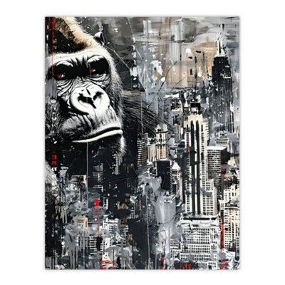 Artery8 Unframed Wall Art King Kong Gorilla New York Skyline Painting12X16 Inch from B&Q
