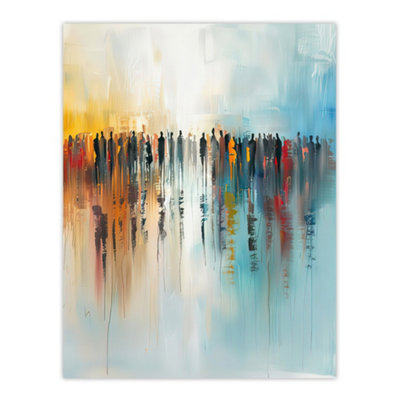 Artery8 Unframed Wall Art Crowd Of People Colourful Misty Abstract Painting12X16 Inch from B&Q