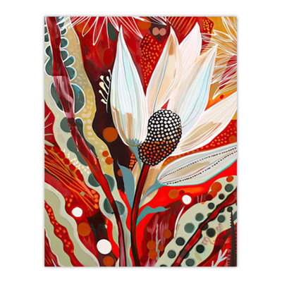 Artery8 Unframed Wall Art Bold Floral Folk Art Painting Scarlet Botanical12X16 Inch from B&Q