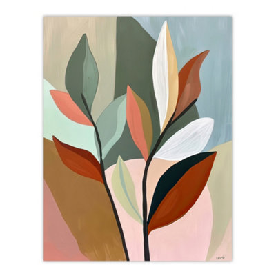 Artery8 Unframed Wall Art Modern Botanical Leaves Plant Lover Painting12X16 Inch from B&Q