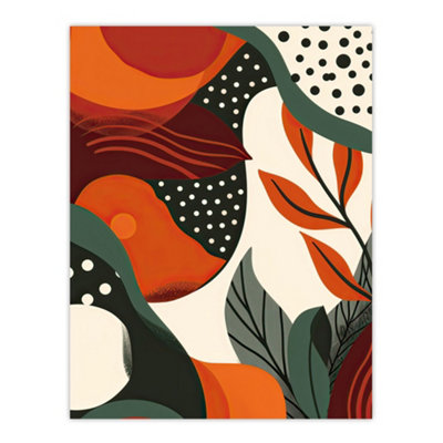 Artery8 Unframed Wall Art Abstract Botanical Sunrise Design Orange Bold12X16 Inch from B&Q