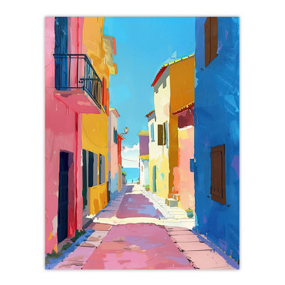 Artery8 Unframed Wall Art Mediterranean Street Spain Painting Seaside12X16 Inch from B&Q