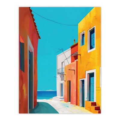 Artery8 Unframed Wall Art Bright Colourful Mediterranean Italian Painting12X16 Inch from B&Q