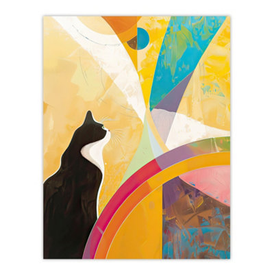 Artery8 Unframed Wall Art Tuxedo Cat Lover Hilma Rainbow Abstract Design12X16 Inch from B&Q