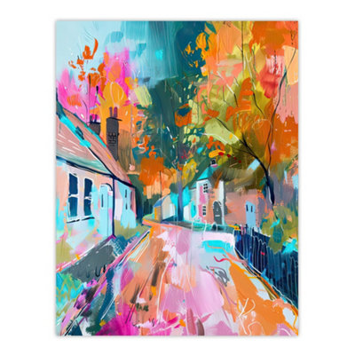 Artery8 Unframed Wall Art Lymm Village Cheshire England Painting Autumnal12X16 Inch from B&Q