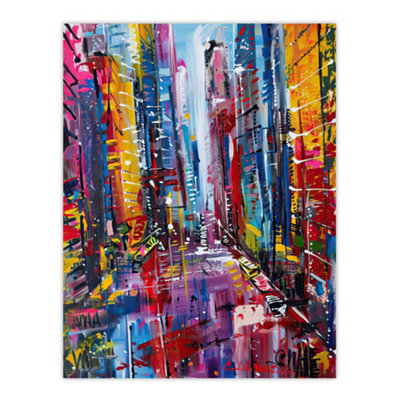 Artery8 Unframed Wall Art Abstract Chicago Street Colourful Cityscape12X16 Inch from B&Q