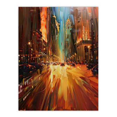 Artery8 Unframed Wall Art New York City Night Cityscape Abstract Painting12X16 Inch from B&Q